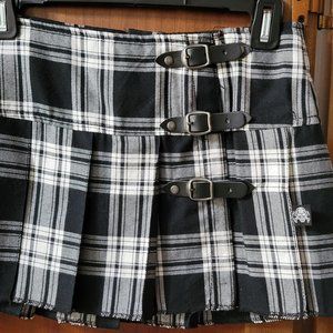 XS Black White Goth Micro Mini Skirt